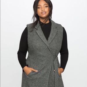 Wool blend long tie vest